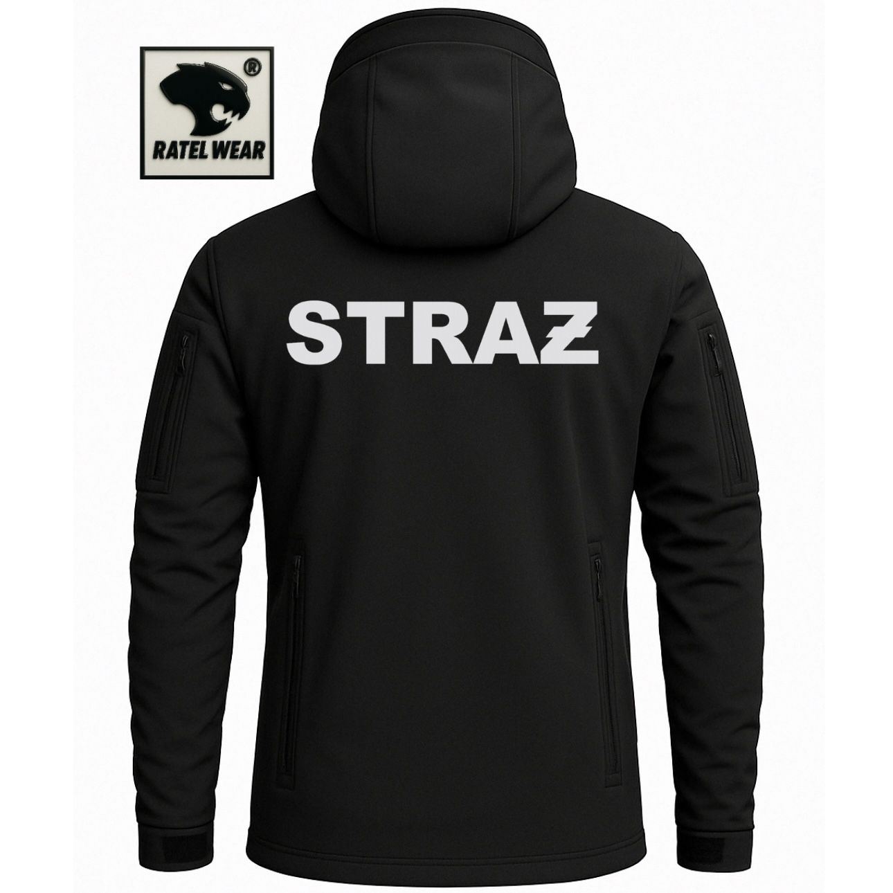 Komplet softshell techniczny PREMIUM – czarny STRAŻ POŻARNA ( kurtka, spodnie, czapka ) - RATEL WEAR - obrazek 2