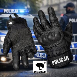 Rękawice taktyczne czarne POLICJA PREMIUM – RATEL WEAR