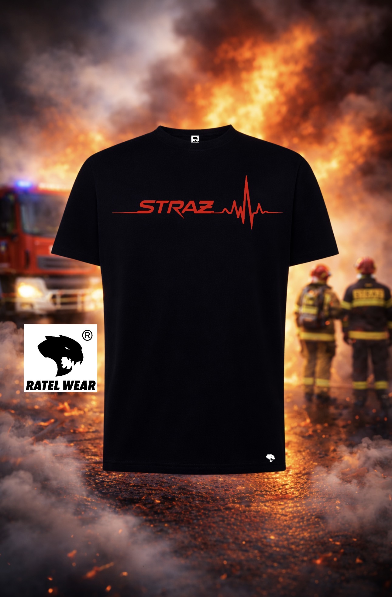 Koszulka STRAŻ Puls czarna PREMIUM - RATEL WEAR