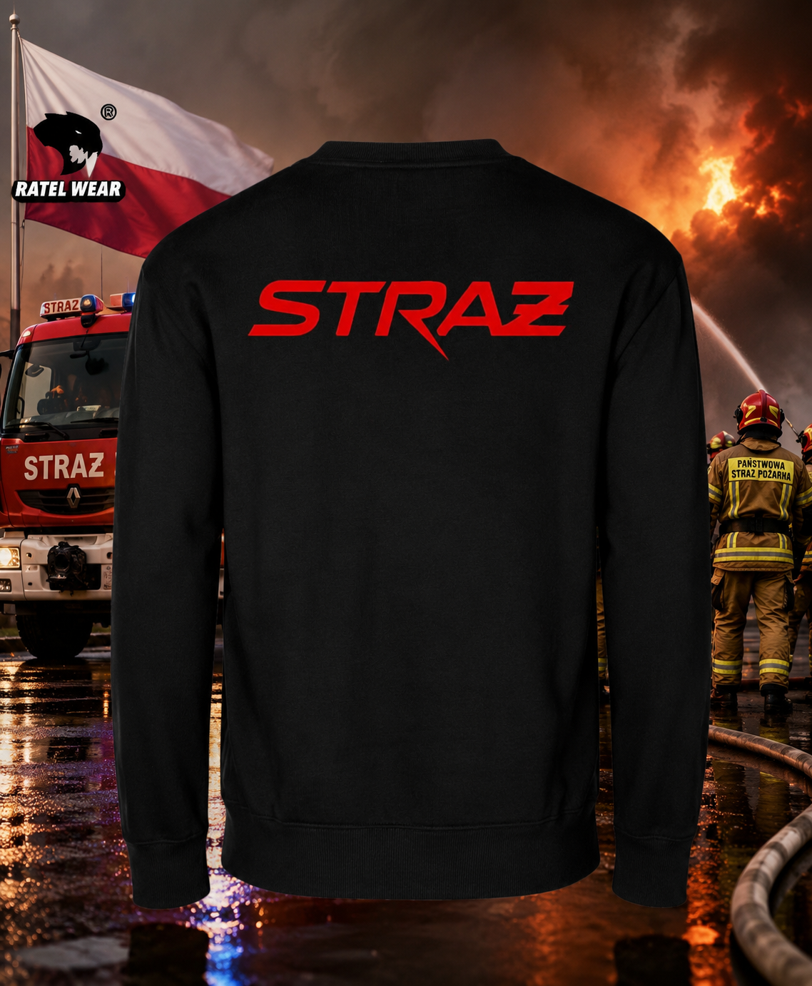 Bluza STRAŻ Puls czarna PREMIUM – RATEL WEAR - obrazek 2
