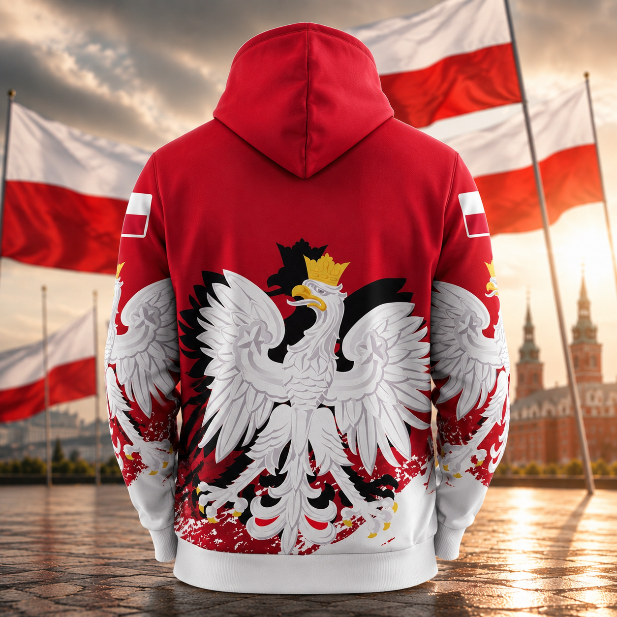 Bluza patriotyczna POLSKA z Orłem Białym – męska bluza z kapturem FULLPRINT - obrazek 2